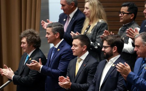 El presidente Daniel Noboa participó del acto junto a otros mandatarios de la región como Gabriel Boric de Chile.