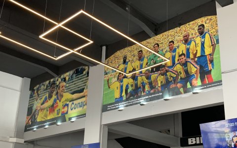 Así lucen los arreglos realizados en la imagen del hall de acceso al estadio Atahualpa.