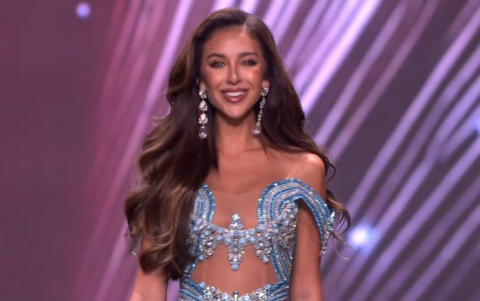 Nadia Mejía con su traje de gala en la ronda preliminar.