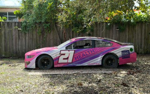 Abandonado. Un auto con las llantas ponchadas y con los logos de HealthBird es el único rastro.