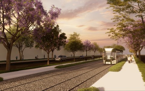 Tranvía.La propuesta se basa en un transporte que ocupe solo un carril de la vía y movilice a cientos de personas en un solo viaje para evitar el colapso.