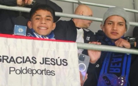 Pol Deportes y su bandera que decía Gracias Jesús en el Bernabéu.