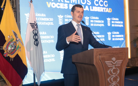 Miguel Ángel González, presidente de la Cámara de Comercio, durante su intervención.