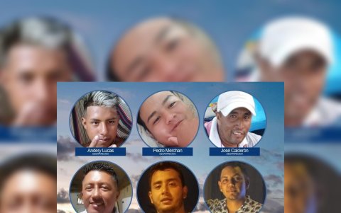 Imagen de los seis pescadores víctimas de piratas en Manabí, en 2023.