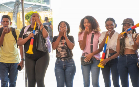 Estudiantes de la sede de la PUCE, en Esmeraldas.