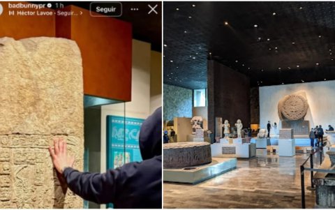 Historias de Instagram de Bad Bunny durante su visita al Museo Antropológico de México.