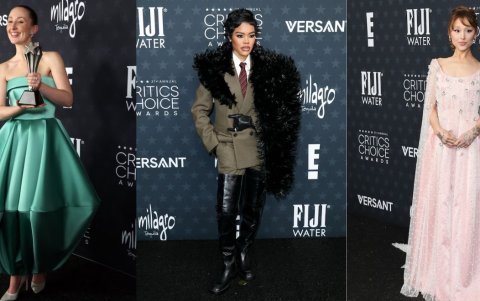 Erin Doherty, Teyana Taylor y Ariana Grande en la gala de los Critics Choice Awards.