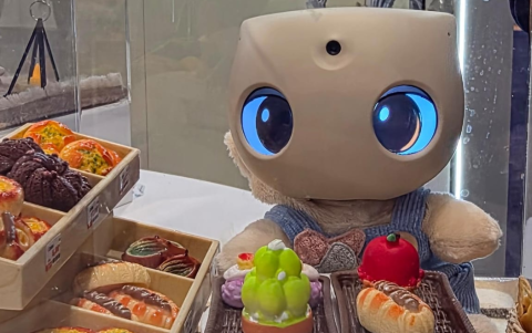 Care-bot de Fourier, un prototipo de robot de escritorio diseñado para explorar la compañía emocional a través de una personalidad personalizable.