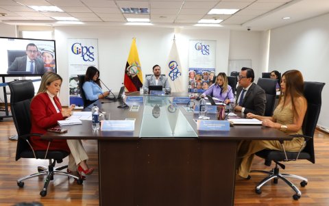 El Pleno del CPCCS es presidido por Andrés Fantoni (c).