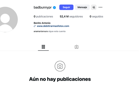 Bad Bunny sorprende al eliminar todas sus publicaciones en Instagram.