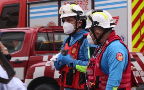 Los bomberos rescataron dos gatos que cayeron en una alcantarilla durante la emergencia por el incendio del centro comercial Multicomercio.
