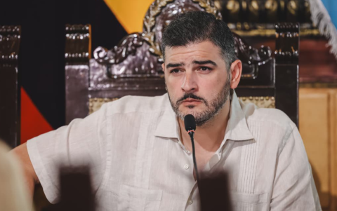 El alcalde de Guayaquil, Aquiles Álvarez, durante una intervención pública en un acto oficial.