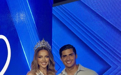 Con su pareja, Pablo.