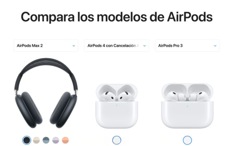 Comparación de modelos previos de AirPods, disponible en el sitio oficial de Apple.