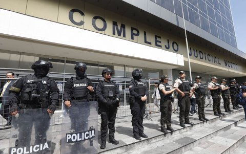 El Complejo Judicial Norte estuvo resguardado por miembros de la Policía Nacional.