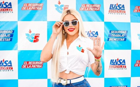 María Fernanda Vargas en la campaña para la Alcaldía de Simón Bolívar, en 2023.