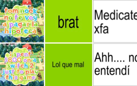 Algunos ejemplos de uso de la tipografía tanto en el caso de 'Pokopia', como el de 'Brat'.