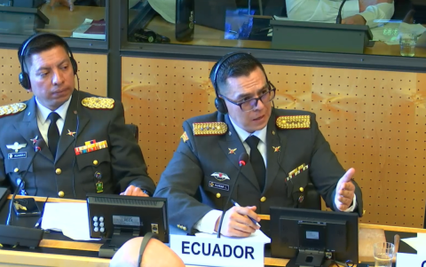 Leonardo Alvear (derecha) durante su participación ante el Comité contra las Desapariciones Forzadas.