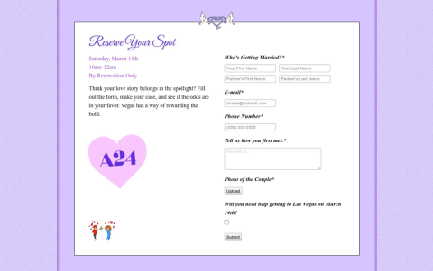 Así se ve la ficha de inscripción para las parejas en el sitio web oficial de la iniciativa.