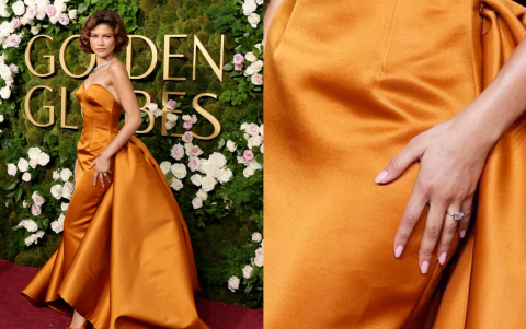 Atuendo y anillo que lucía Zendaya durante los Golden Globes 2025.