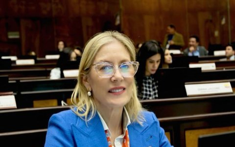 Anabella Azín, asambleísta de ADN, durante el debate en la Comisión de Salud sobre proyectos para prevenir la diabetes y la obesidad.