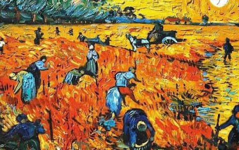 Los viñedos rojos cerca de Arles, pintura que Van Gogh pudo comercializar. Su compradora fue Anna Boch, de Bélgica, también artista.