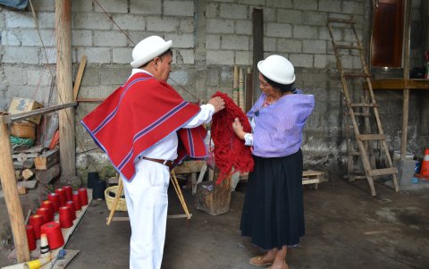 La lana la adquieren en Salinas de Guaranda, donde tienen la fábrica y se consigue la materia prima de borrego y alpaca.