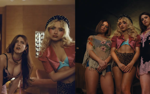 Carpenter, Qualley y Cline para 'House Tour'.