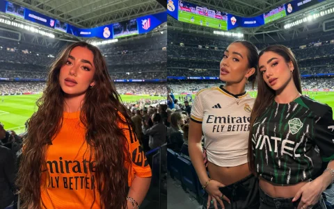 Lola Lolita y Marina Rivers en el Bernabéu.