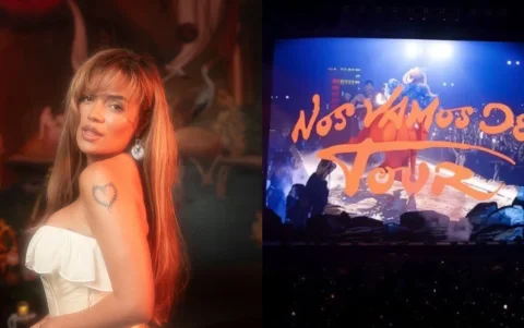 Karol G aprovechó las pantallas de Coachella para anuciar su tour mundial con 'Tropicoqueta'.