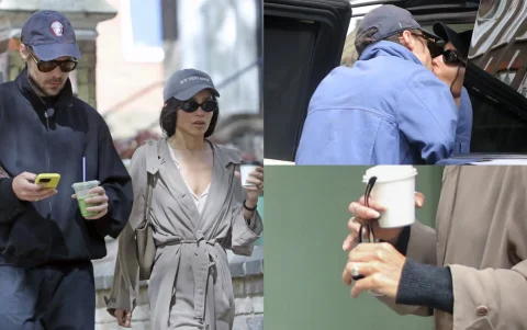 La pareja fue vista el 21 de abril paseando por las calles de Londres, siendo esta la primera vez en la que Kravitz lució el anillo públicamente.