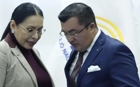 Diana Atamaint, presidenta de la CNE, ha suspendido en dos ocasiones la sesión para conocer el pedido de corrección del Unidad Popular.