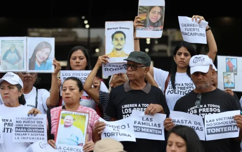 Manifestación para denunciar la situación de los presos políticos en cárceles de Venezuela.