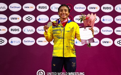 Lucía Yépez como cuatro veces campeona panamericana senior, en Estados Unidos.