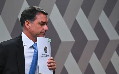 El senador Flavio Bolsonaro, hijo del expresidente Jair Bolsonaro, en Brasilia (Brasil).