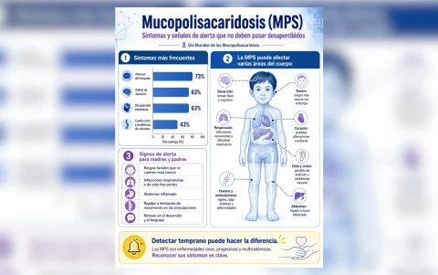 La mucopolisacaridosis es una enfermedad genética poco frecuente que provoca acumulación de residuos en el organismo por falta de una enzima.