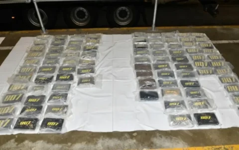Contenido incautado desde el camión de transporte de Skims