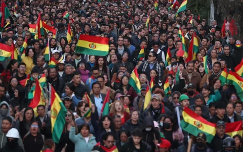 Manifestación en contra de los bloqueos, este miércoles en La Paz (Bolivia).