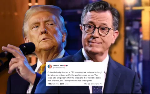 Trump compartió a través de Truth Social un mensaje en contra de Colbert asegurando que este carece de talento y de raiting
