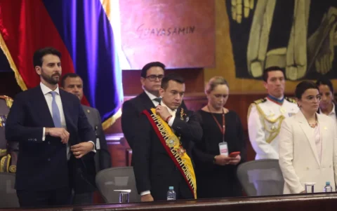 Daniel Noboa en la Asamblea Nacional previo a su discurso.
