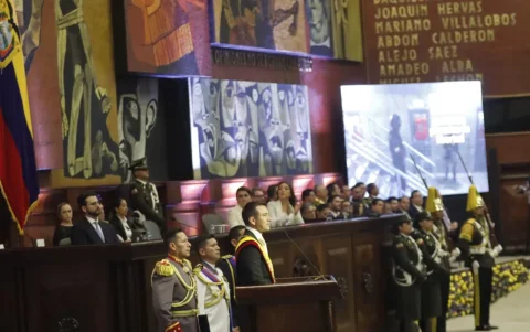 Presidente Daniel Noboa durante el Informe a la Nación.