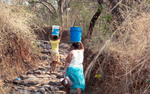 Personas caminando por el Corredor Seco, una región marcada por la sequía, la inseguridad alimentaria y la vulnerabilidad climática.