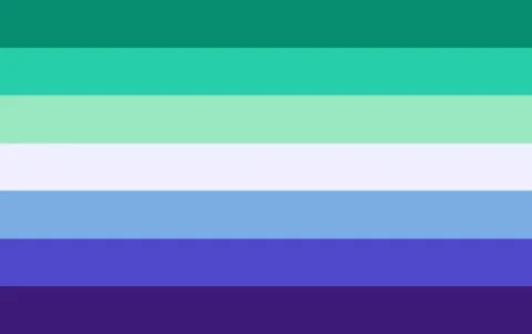 La bandera gay masculina fue creada en 2017 como una adaptación de la bandera lésbica, con tonos verdes, turquesas y azules.