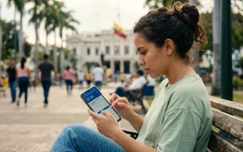 Ciudadano consulta información electoral en línea, mientras el CNE asegura la protección de datos y descarta intentos de hackeo en el proceso de votación.