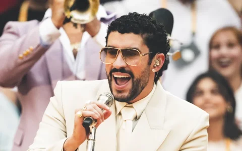 Bad Bunny durante su presentación en Madrid