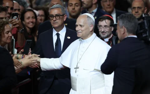 El Papa León XIV durante su visita en Madrid