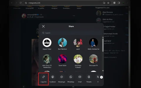 Primer paso: copiar el enlace del Reel desde la aplicación de Instagram mediante la opción de compartir.