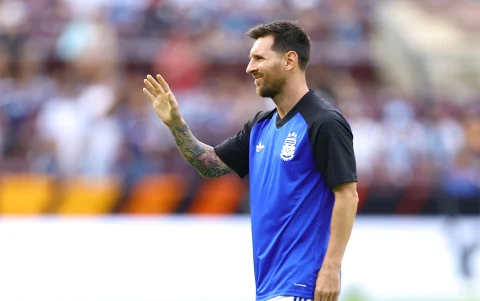 El futbolista argentino Lionel Messi, durante un calentamiento en EE. UU.