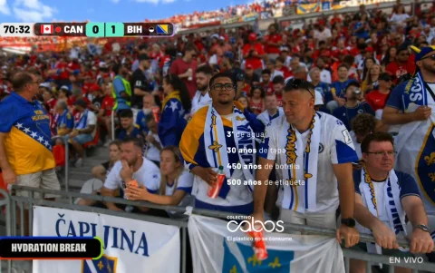 Pausa durante el partido de Canadá vs Bosnia, disputado el 12 de junio