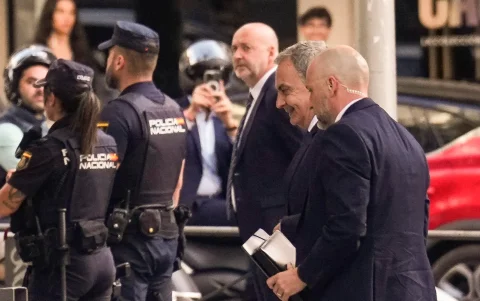 El expresidente del Gobierno, José Luis Rodríguez Zapatero, llega este miércoles a la Audiencia Nacional.